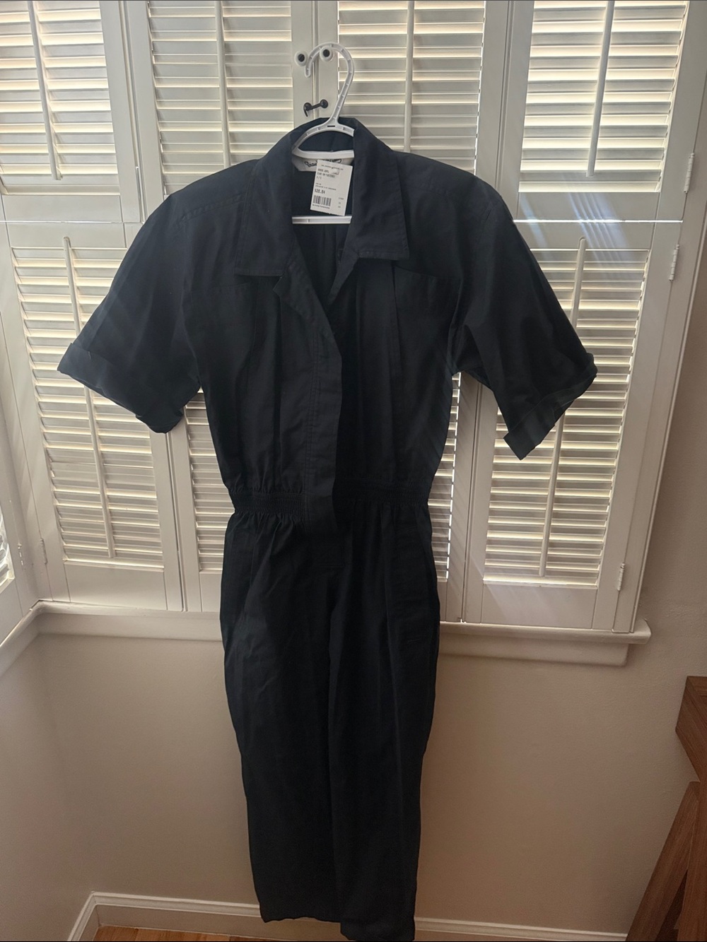 Diane Von Furstenberg Black Short-Sleeve Utility Jumpsuit
